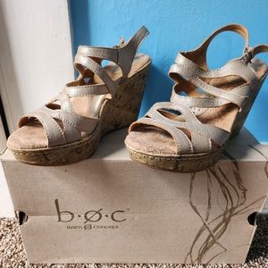 BOC women's champagne wedge sandals